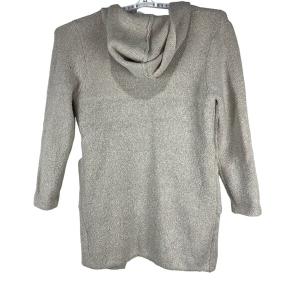 Allie Rose Womens Long Cardigan Sweater Hooded Beige L Pockets Casual JSW9192 - Picture 3 of 6